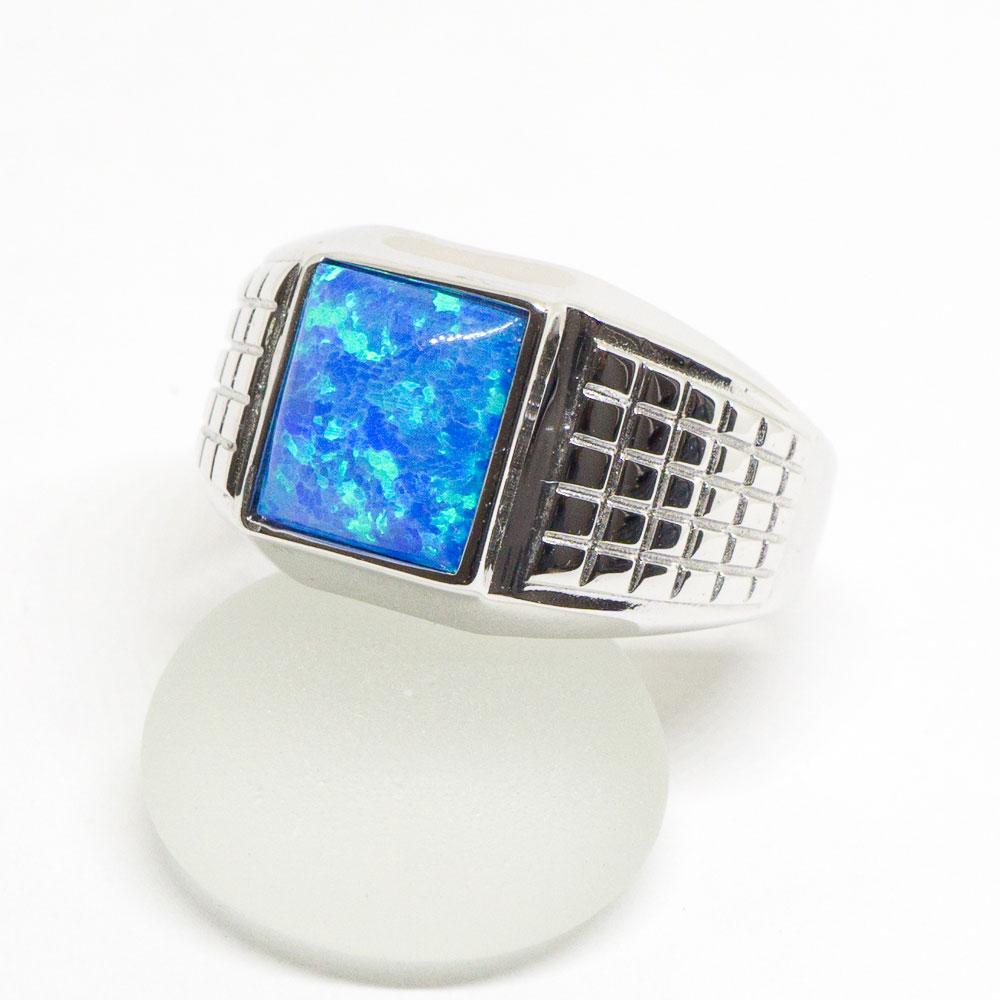 Blue Opal V Shaped Inlay high quality Ring - Fine Jewelry - Sterling Silver