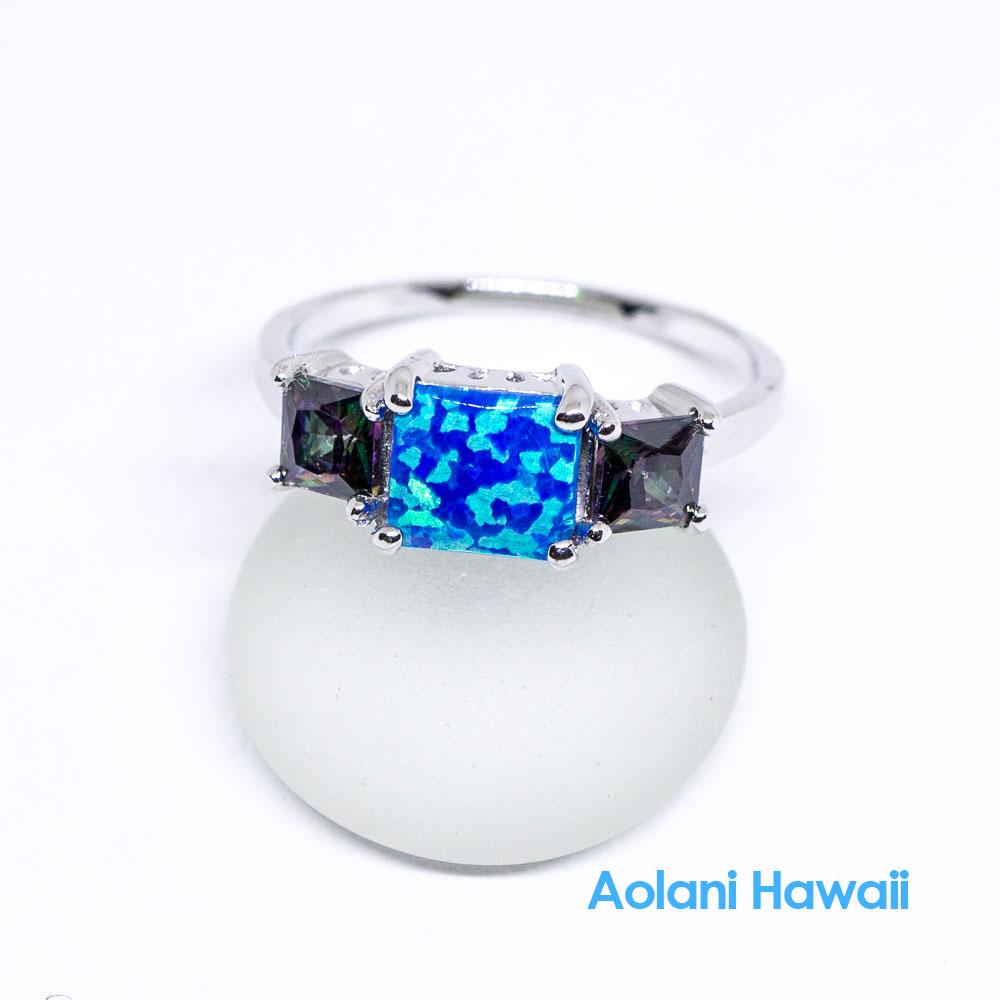 Mystic topaz blue store opal ring