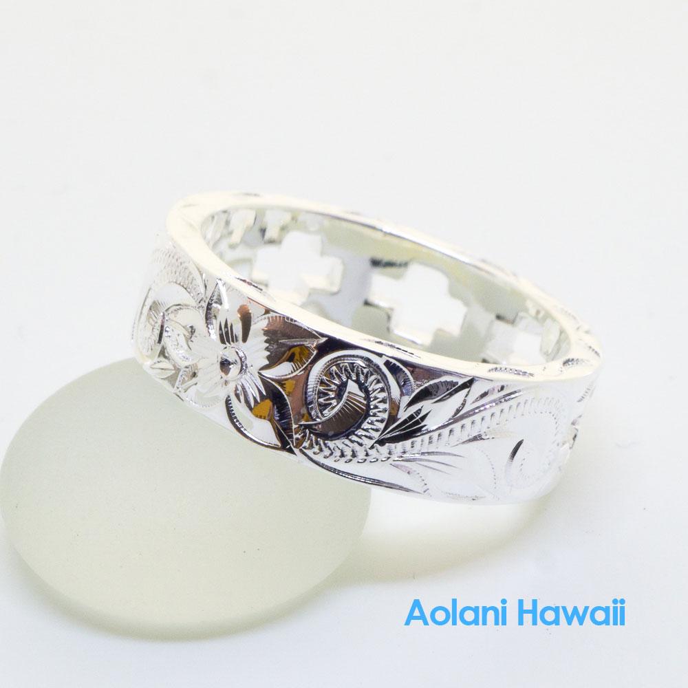 Heavy Barrel Hawaiian Jewelry Ring - Hand Engraved Sterling Silver Ring (6mm Width) 6mm / 8