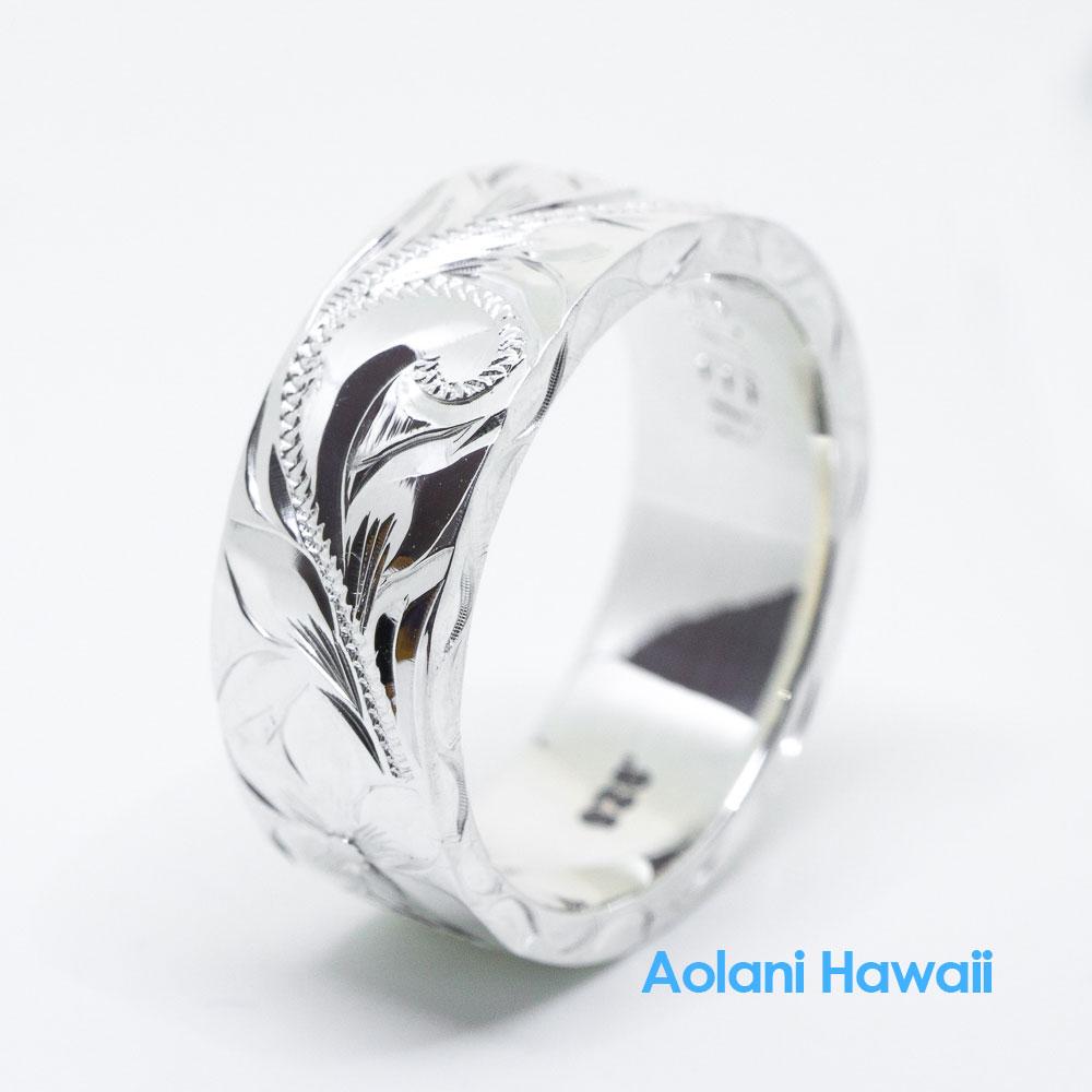 Traditional Hawaiian Hand Engraved Sterling Silver Flat Ring (4mm