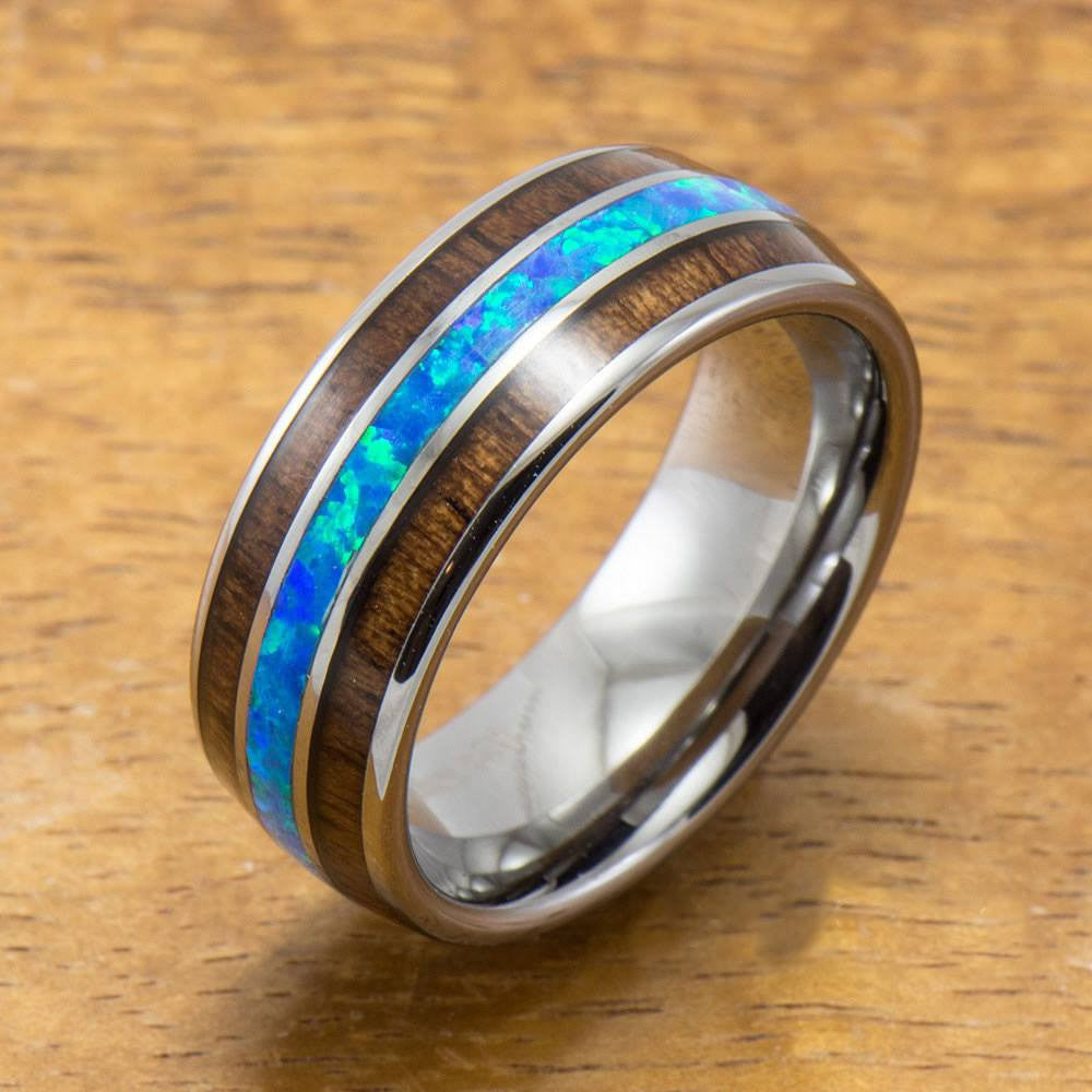 Handmade wood and opal cheapest ring