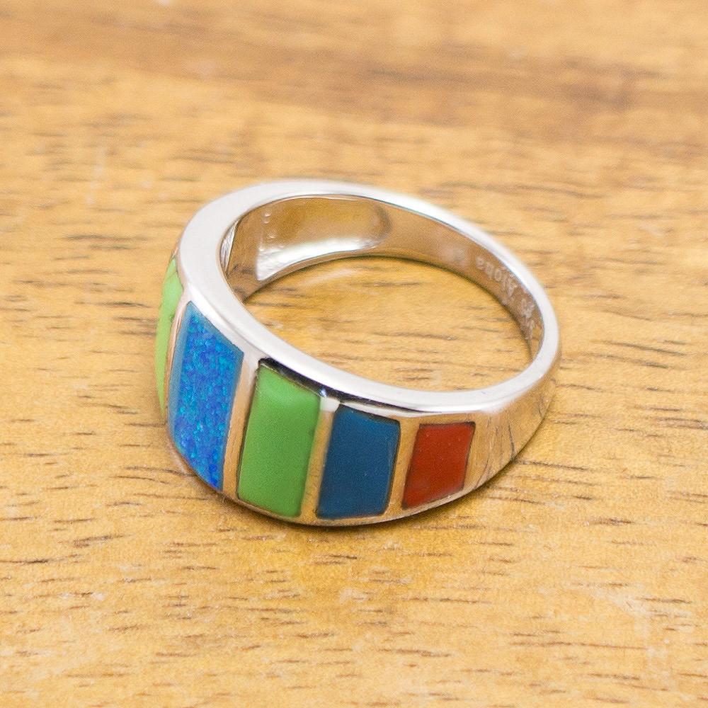 Multi-inlay Stones Sterling shops Silver Ring