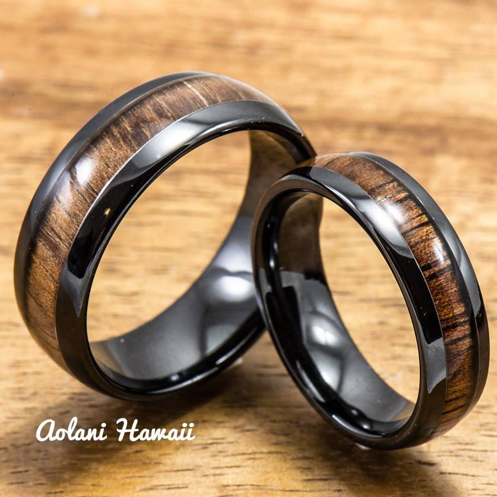 Barrel ceramic deals koa wood ring