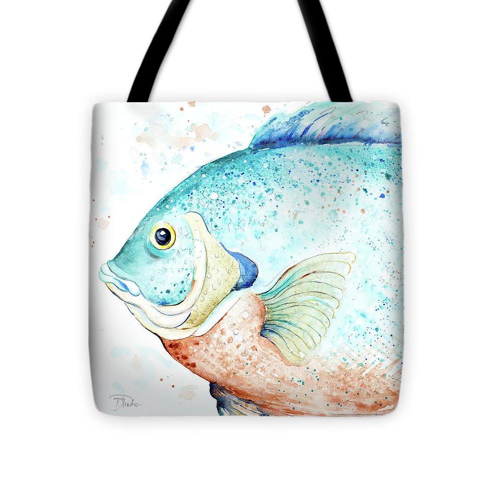 Striped Bass Aqua Tote Bag, Fish Tote