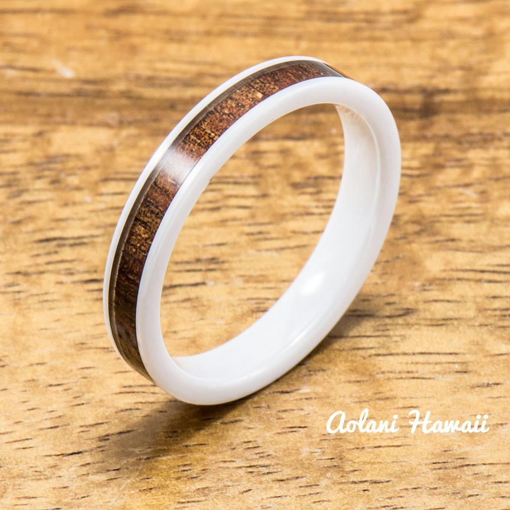 Wood Ring Size 8 - Oak high quality wood and ceramic ring