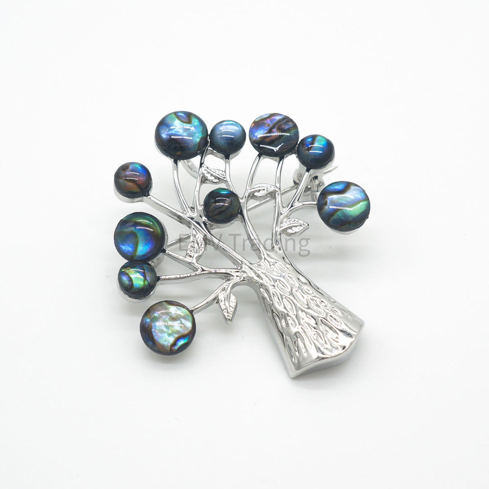 NEW - Abalone Shell Brooch - Tree of Life