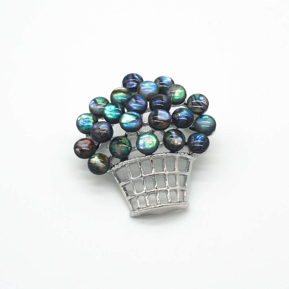 NEW - Abalone Shell Fruit Basket Brooch