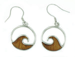 Handmade Koa Wood Ocean Wave Earring Pierce