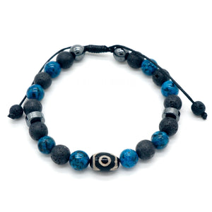 NEW - Lava Rocks Beads Bracelet With Jasper Eye