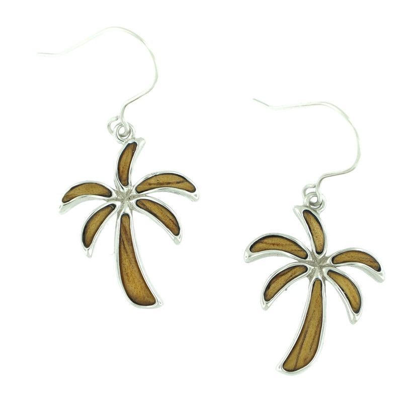 Handmade Palm Tree Koa Wood Earring Pierce