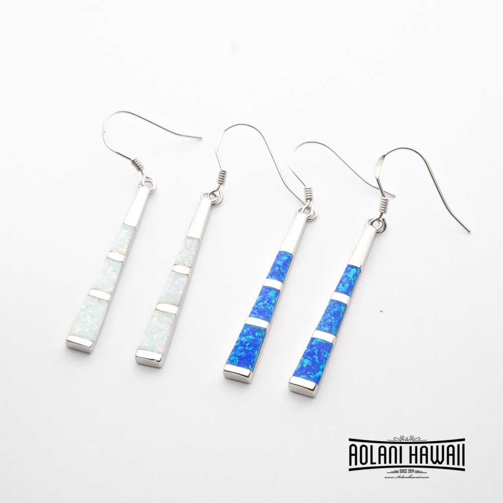 Popular 925 Sterling Silver Earrings With Blue Opal.