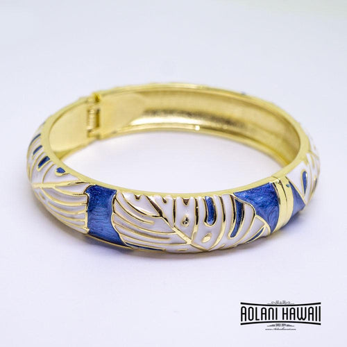 Enamel Bracelet Bangle -Monstera Leaf Style