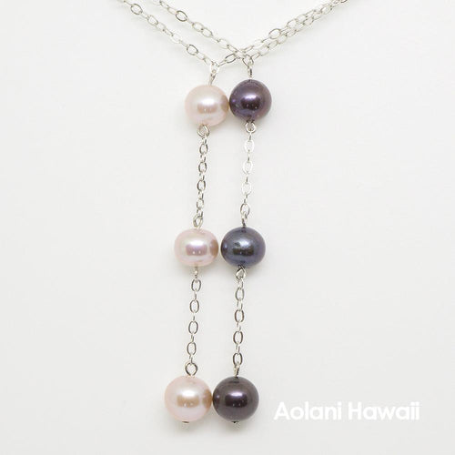 Triple Pearl Necklace Pendant with Sterling Silver Chain