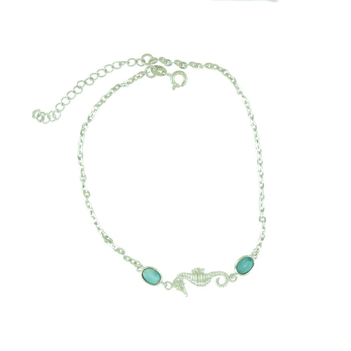 Sterling silver Larimar Seahorse Anklets