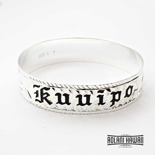 Traditional Hawaiian Hand Engraved Sterling Silver Bracelet