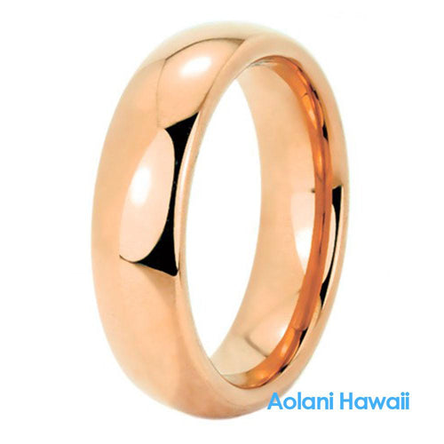 Rose Gold Tungsten Wedding Rings  (6mm - 8mm Width, Barrel style)